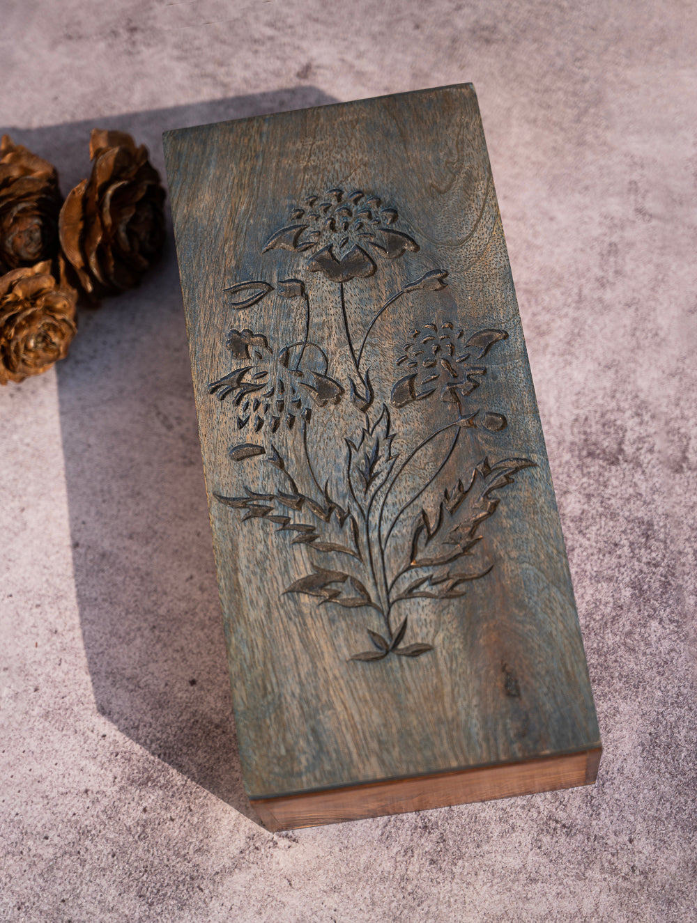 Wood Engraved Floral Decorative Box