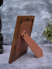 Wood Engraved Floral Photo Frame