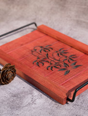 Wood Engraved Floral Tray