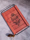 Wood Engraved Floral Tray - Red Flora