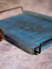 Wood Engraved Floral Tray