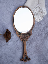 Wood Engraved Hand Mirror- Oval