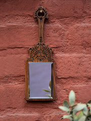 Wood Engraved Hand Mirror- Rectangle