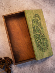 Wood Engraved Paisley Decorative Box
