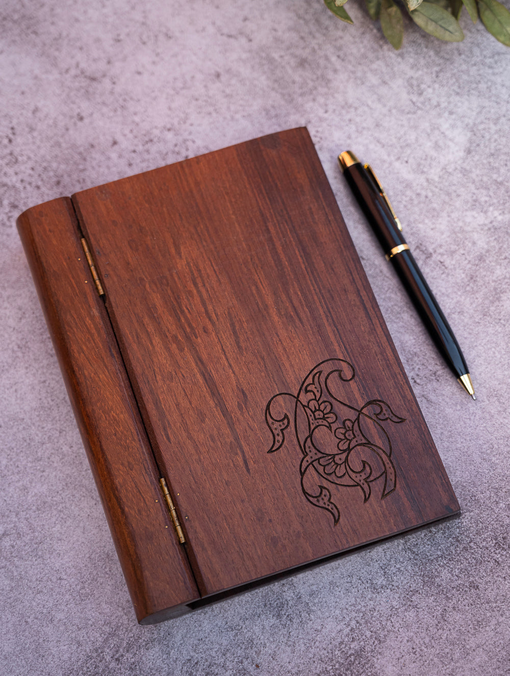 Wood Engraved Paisley Paper Holder