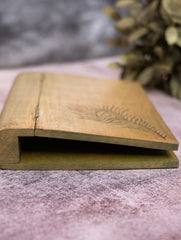 Wood Engraved Peacock Feather Paper Holder