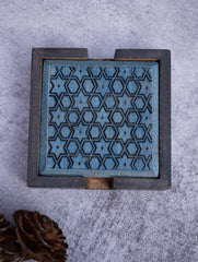 Wood Engraved Square Coaster Set