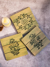 Wood Engraved Square Coaster Set
