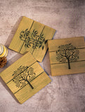 Wood Engraved Pot Holders (Set of 3) - Foliage