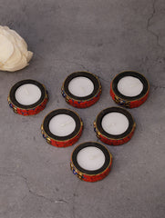 Wood & Resin Tealight Holders (Set of 6) - Red