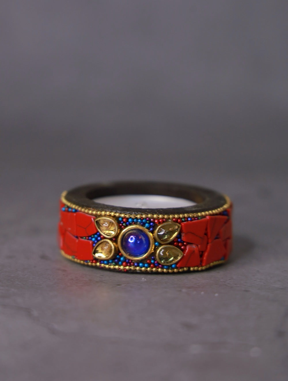 Wood & Resin Tealight Holders (Set of 6) - Red