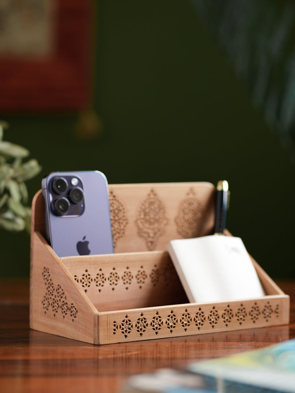 Wooden Jaali Stationery / Paper Holder