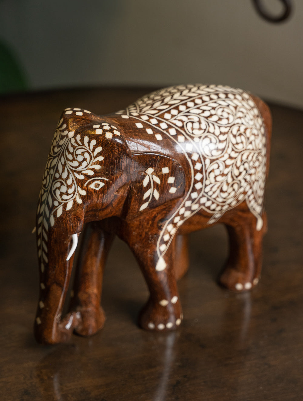 Wooden Inlay Craft Elephant Curio