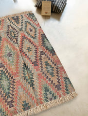 Exclusive Handmade Jute Mirzapur Dhurrie Rug - Desert Mosaic