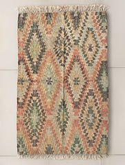 Exclusive Handmade Jute Mirzapur Dhurrie Rug - Desert Mosaic