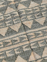 Exclusive Handmade Jute Mirzapur Dhurrie Rug - Olive Geometry