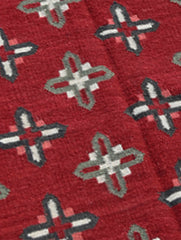Exclusive Handmade Wool & Cotton Mirzapur Dhurrie Rug - Red Florets