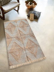 Exclusive Handmade Wool & Cotton Mirzapur Dhurrie Rug - Jute Facets