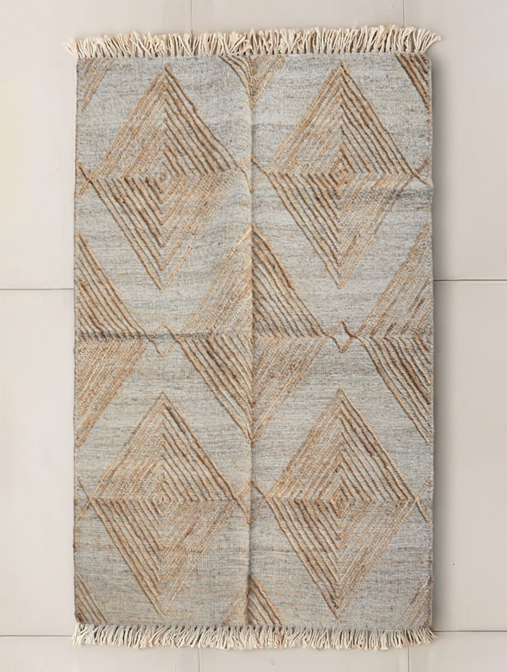 Exclusive Handmade Wool & Cotton Mirzapur Dhurrie Rug - Jute Facets