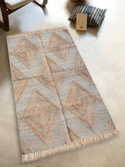 Exclusive Handmade Wool & Cotton Mirzapur Dhurrie Rug - Jute Facets