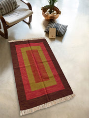 Exclusive Handmade Wool & Cotton Mirzapur Dhurrie Rug - Mystic Bands
