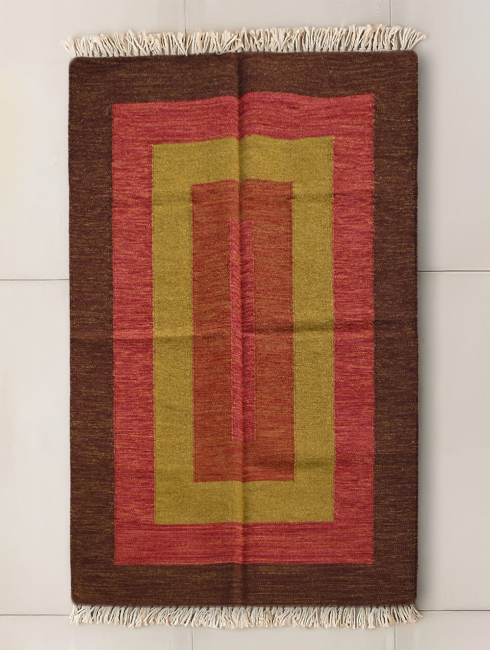 Exclusive Handmade Wool & Cotton Mirzapur Dhurrie Rug - Mystic Bands