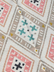 Exclusive Handmade Wool & Cotton Mirzapur Dhurrie Rug - Pastel Geometry