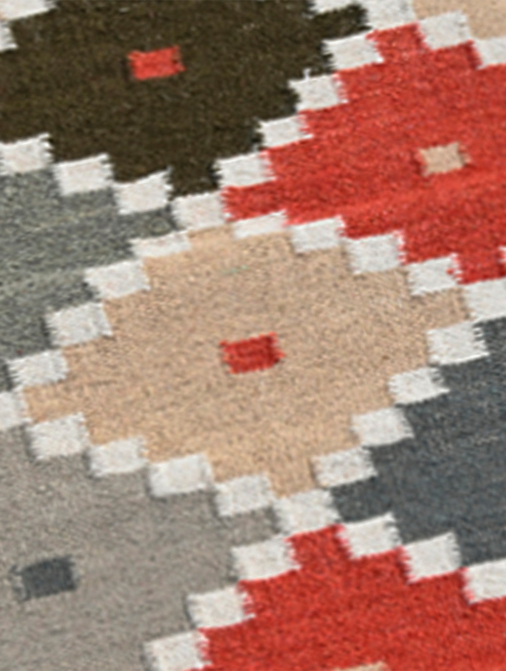 Exclusive Handmade Wool & Cotton Mirzapur Dhurrie Rug - Moonstep Well (6ft x 2ft)
