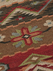 Exclusive Handmade Woolen Mirzapur Dhurrie Rug - Red Forest (6ft x 2ft)