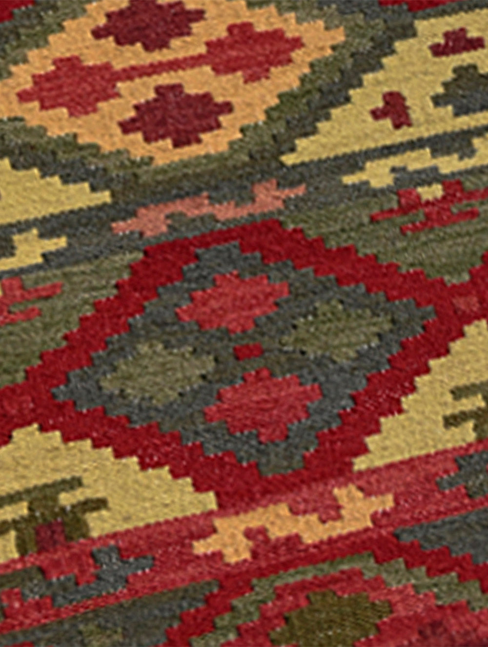Exclusive Handmade Wool & Cotton Mirzapur Dhurrie Rug - Red Hues (6ft x 2ft)