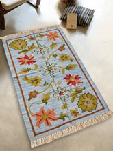 Exclusive Handmade Wool & Cotton Mirzapur Dhurrie Rug - Riverdale (5ft x 3ft)