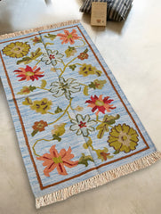 Exclusive Handmade Wool & Cotton Mirzapur Dhurrie Rug - Riverdale (5ft x 3ft)