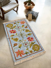 Exclusive Handmade Wool & Cotton Mirzapur Dhurrie Rug - Riverdale (5ft x 3ft)
