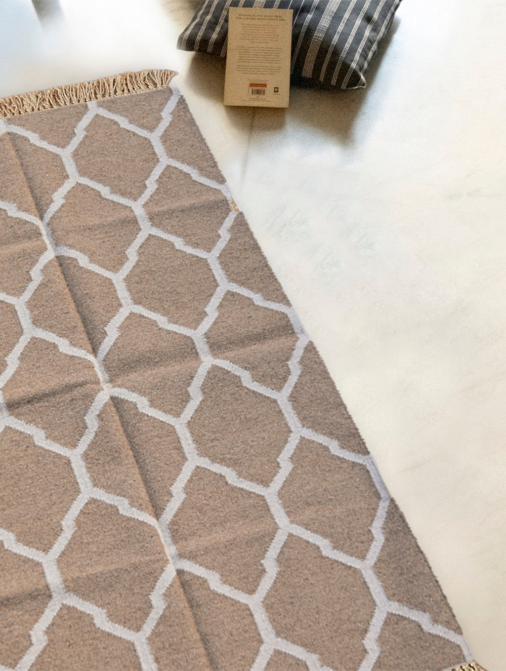 Exclusive Handmade Wool & Cotton Mirzapur Dhurrie Rug - Sand Dunes (6ft x 4ft)