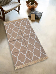 Exclusive Handmade Wool & Cotton Mirzapur Dhurrie Rug - Sand Dunes (6ft x 4ft)
