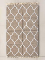 Exclusive Handmade Wool & Cotton Mirzapur Dhurrie Rug - Sand Dunes (6ft x 4ft)