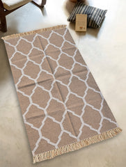 Exclusive Handmade Wool & Cotton Mirzapur Dhurrie Rug - Sand Dunes (6ft x 4ft)