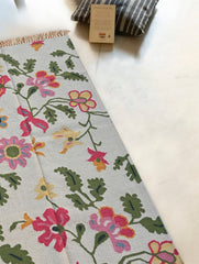 Exclusive Handmade Wool & Cotton Mirzapur Dhurrie Rug - Charbagh (6ft x 4ft)