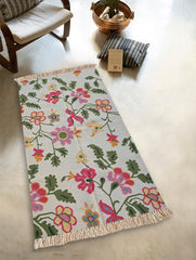 Exclusive Handmade Wool & Cotton Mirzapur Dhurrie Rug - Charbagh (6ft x 4ft)