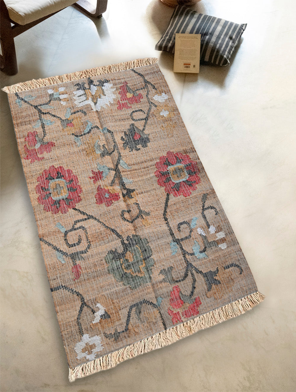 Exclusive Handmade Jute Mirzapur Dhurrie Rug - Chandan Bagh (6ft x 4ft)