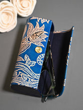 The Traveller’s Collection: Embossed Leather Spectacle Case - Blue Floral.