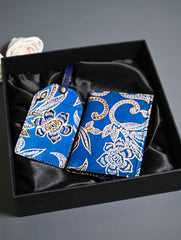 The Traveller’s Collection: Embossed Leather Travel Set - Blue Flowers (Set of 2)