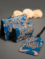 The Traveller’s Collection: Embossed Leather Travel Trio - Blue Flowers (Set of 3)