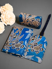 The Traveller’s Collection: Embossed Leather Travel Trio - Blue Flowers (Set of 3)