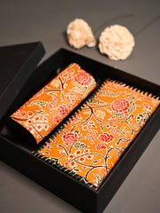 The Traveller’s Collection: Embossed Leather Travel Duo - Marigold Bloom (Set of 2)