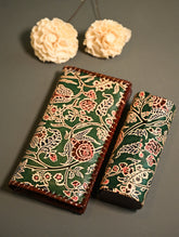 The Traveller’s Collection: Embossed Leather Travel Duo - Emerald Garden (Set of 2)