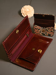 The Traveller’s Collection: Embossed Leather Wallet Set - Forest Flora (Set of 2)