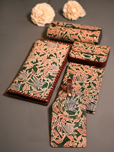 The Traveller’s Collection: Embossed Leather Executive Travel Gift Set - Forest Flora (Set of 5)
