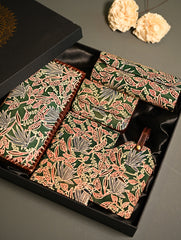 The Traveller’s Collection: Embossed Leather Executive Travel Gift Set - Forest Flora (Set of 5)