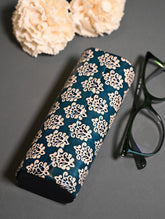 Embossed Leather Spectacle Case - Teal Buti
